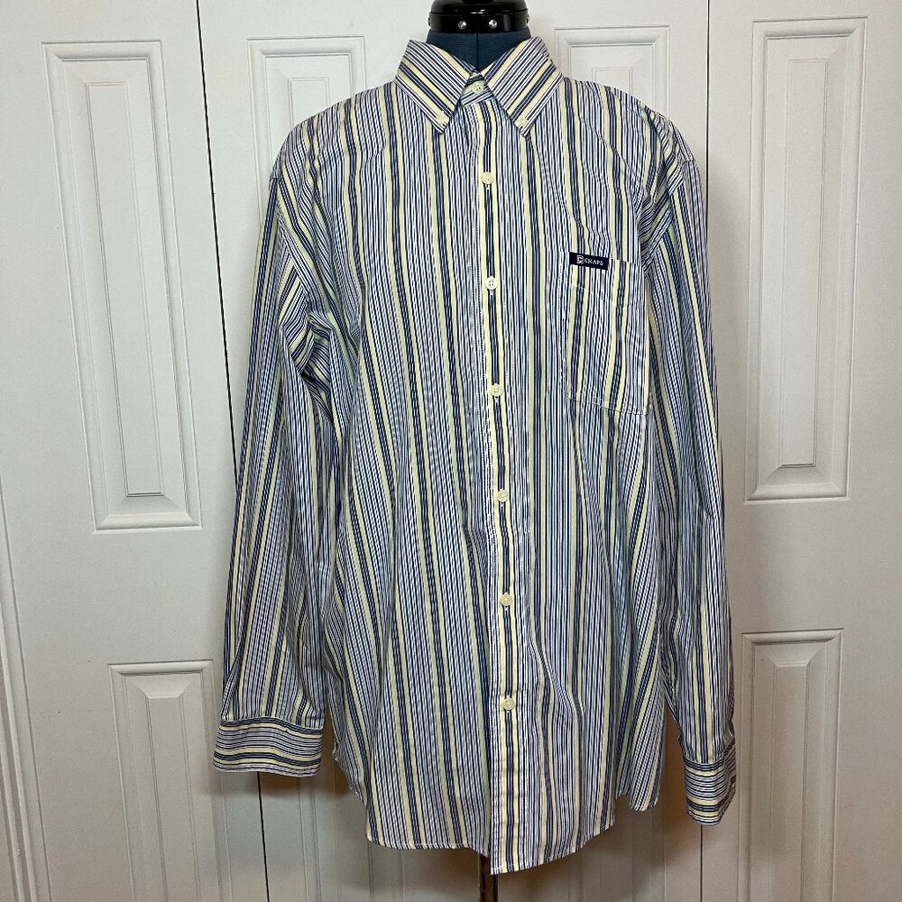 Chaps Ralph Lauren Easy Care Shirt Striped Size L